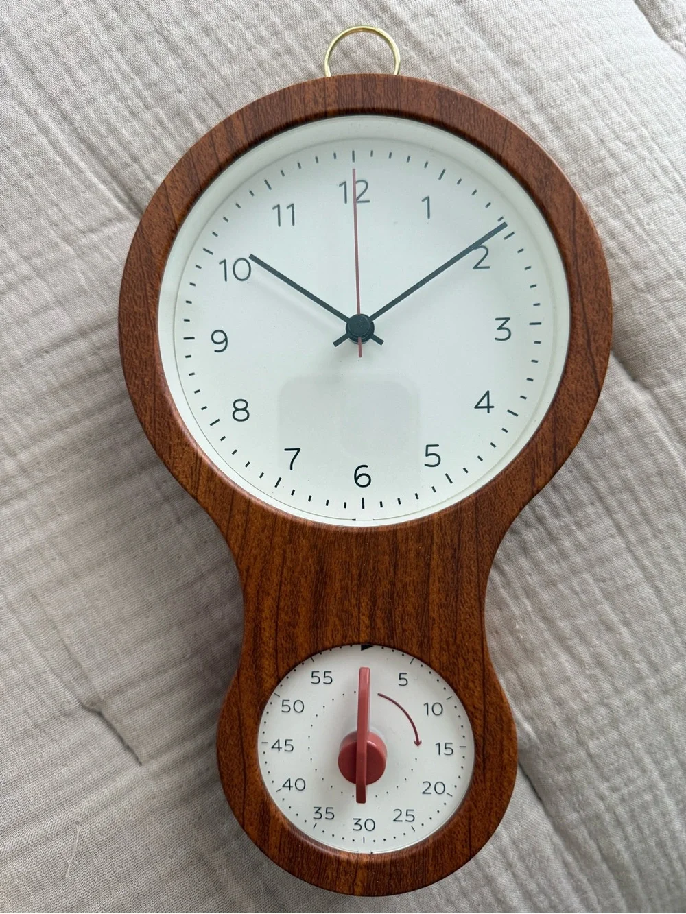 New in box hearth and hand Wood Grain Wall Clock with Timer (Brown)